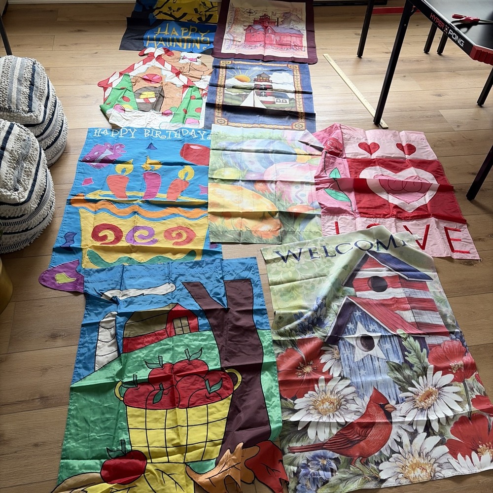 vintage Christmas Birthday Valentines flags/ banners Holiday seasonal lot